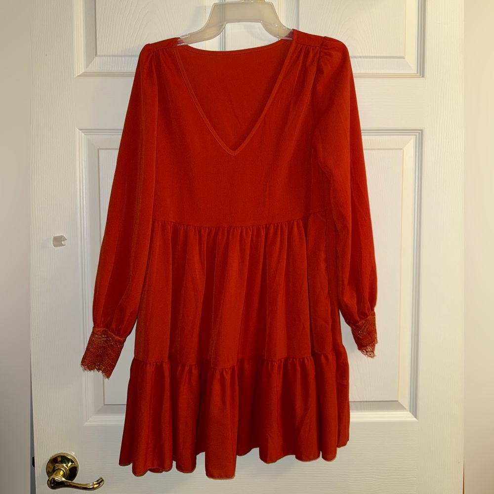 Burnt orange fall dress from Sheen size extra small lace wrist area